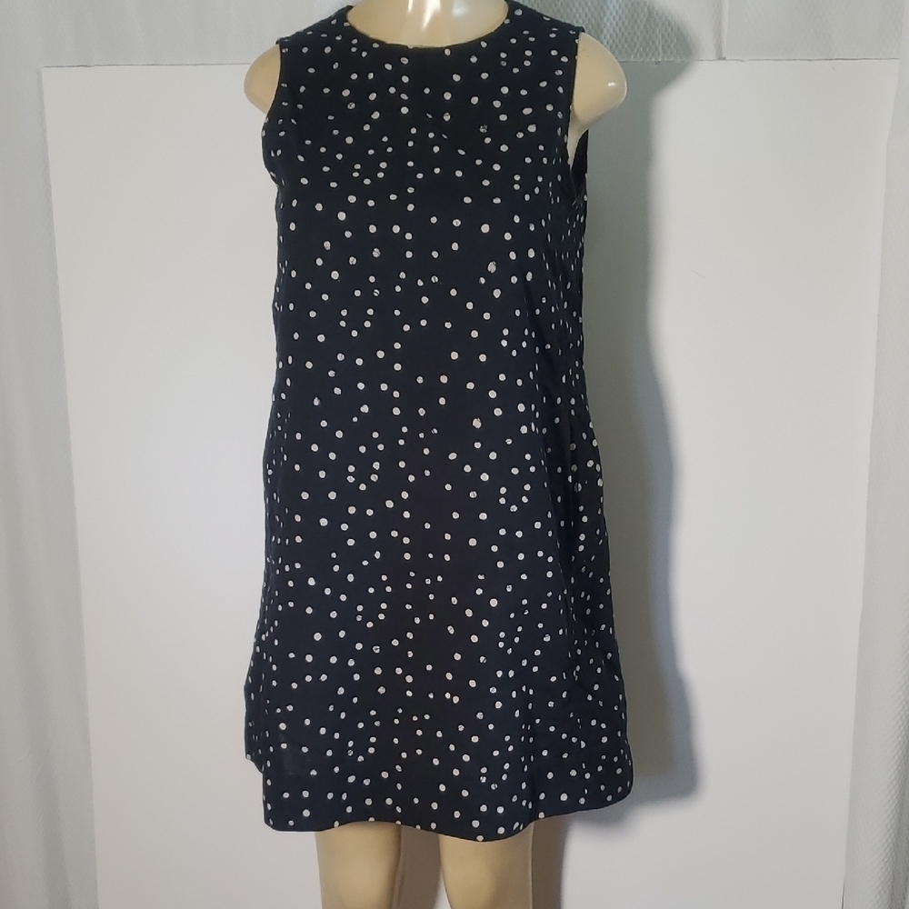 Eileen Fisher 100% Organic Cotton Dot Print Dress Black and White Size M